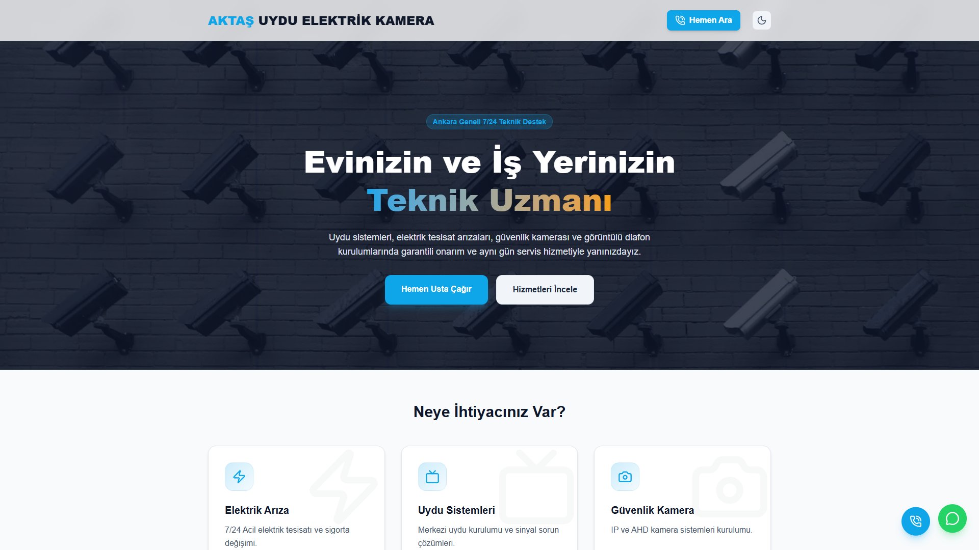 Aktaş Elektrik Website Mockup