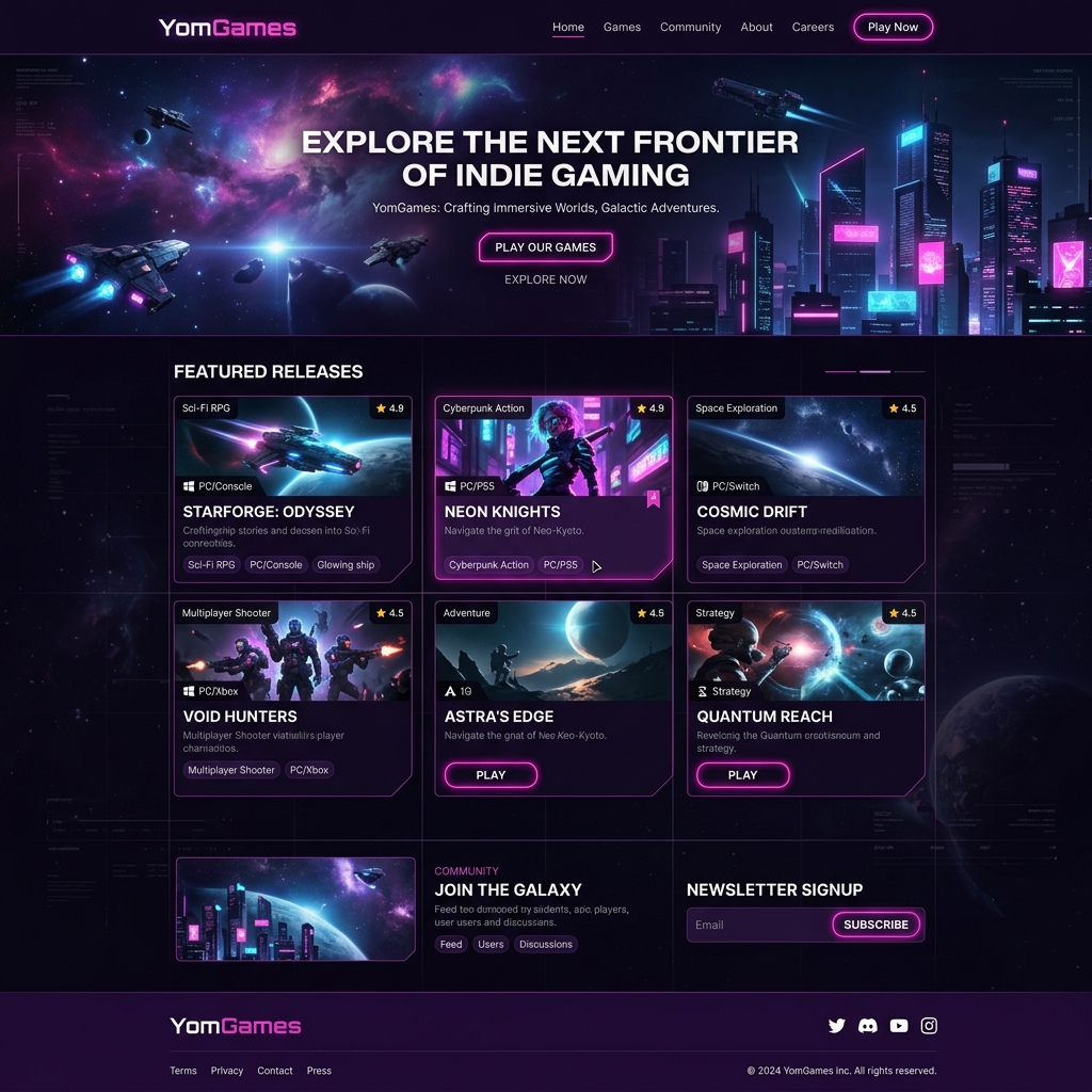YomGames Website Mockup